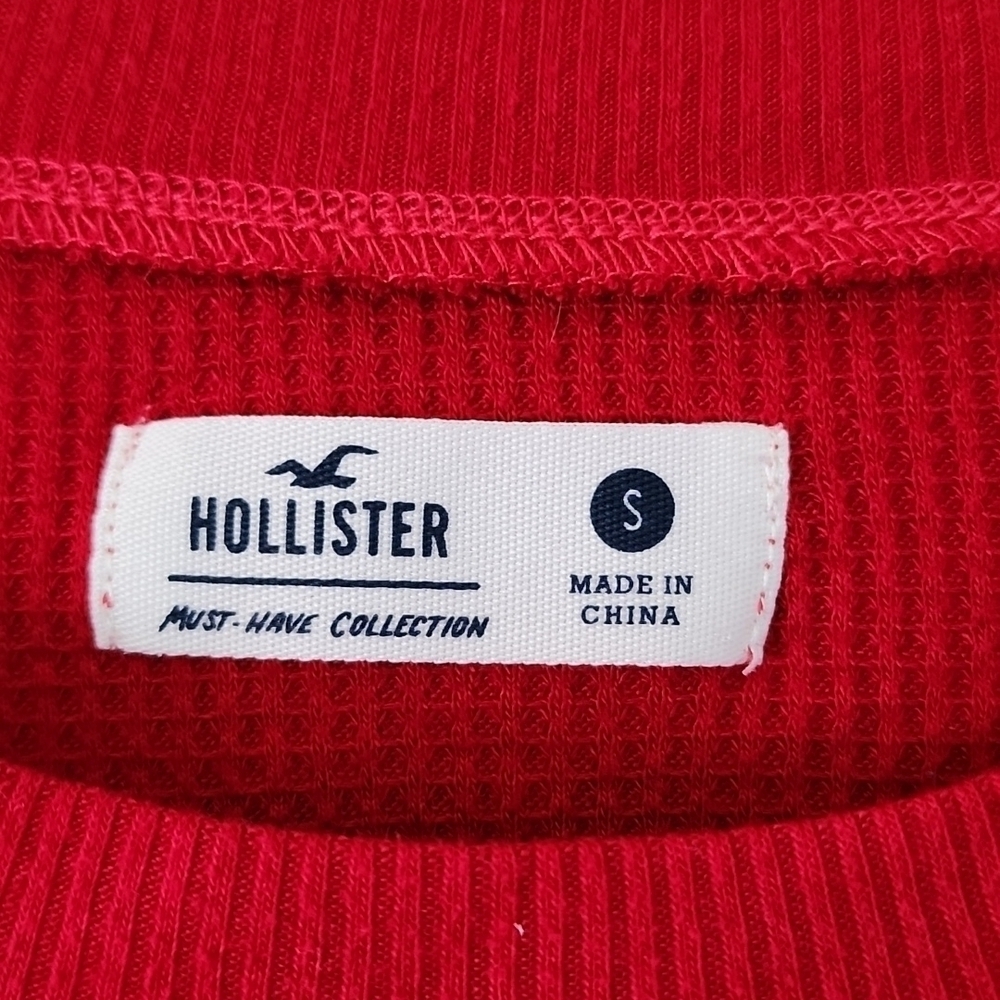 Hollister Red Pajama Crop Top Small - Picture 2 of 7